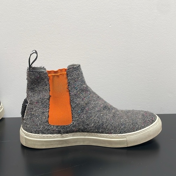 MSGM Wool High Top Sneaker US 7.5 / EUR 38 orange gray ankle boots slip on - Picture 6 of 13
